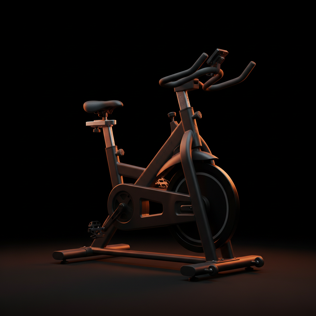 Bike Profissional Spinning com iluminação laranja